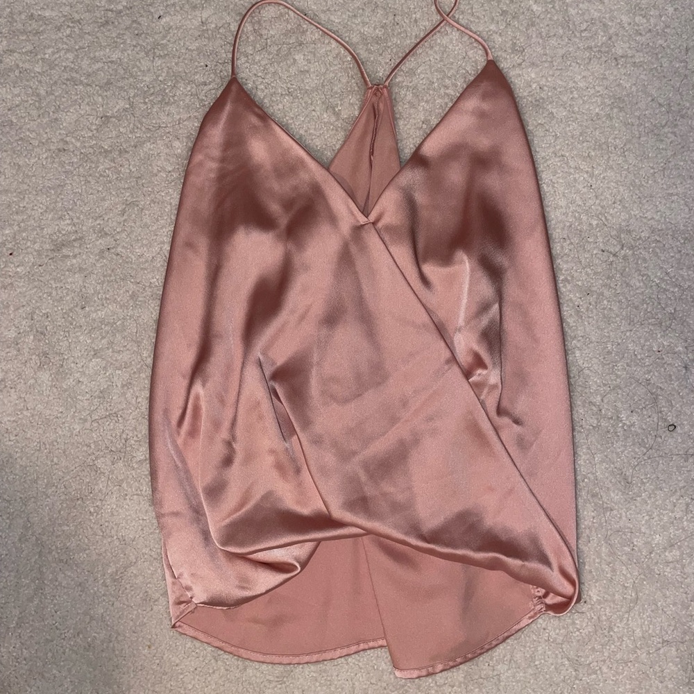Pink Satin Tank Top